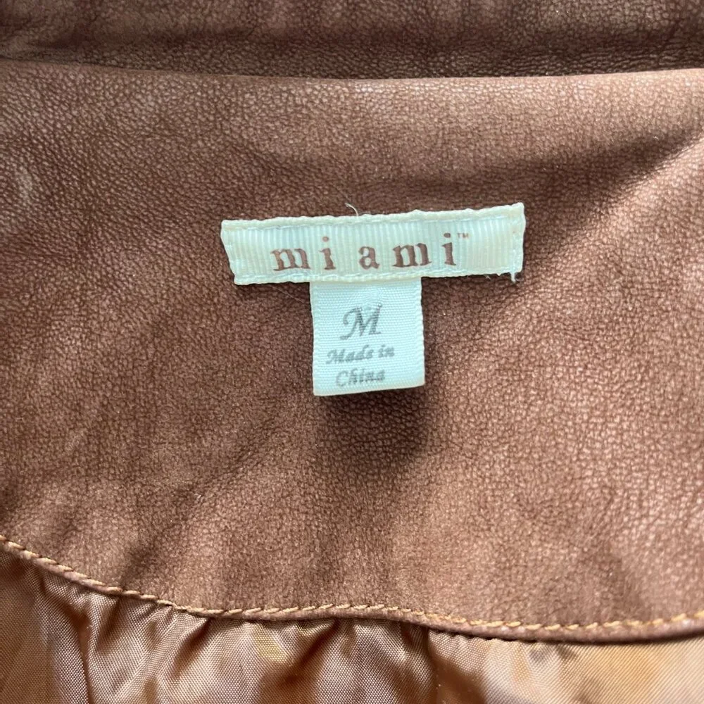 Miami Brown Suede Zippered Jacket Coat Size Medium - Picture 4 of 8